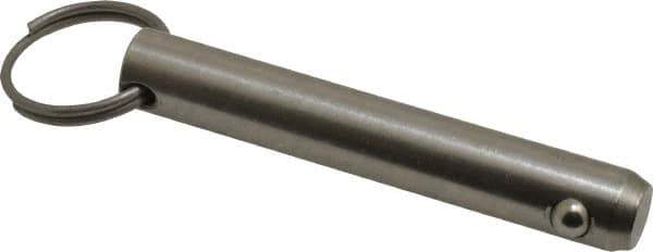 Gibraltar - 1/2" Pin Diam, 3" Long, Uncoated Stainless Steel Ball Lock Hitch Pin - 2-1/2" Usable Length - Apex Tool & Supply
