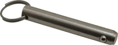 Gibraltar - 1/2" Pin Diam, 3" Long, Uncoated Stainless Steel Ball Lock Hitch Pin - 2-1/2" Usable Length - Apex Tool & Supply