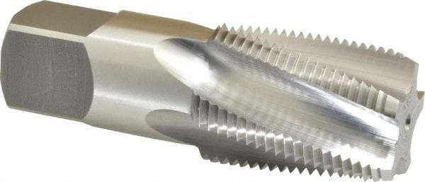 OSG - 1 - 11-1/2 NPT, 15° Helix, 5 Flutes, Bottoming Chamfer, Bright Finish, High Speed Steel, Spiral Flute Pipe Tap - Right Hand Flute, 1-1/8" Shank Diam, 1-3/4" Thread Length, 0.5781" Projection, 0.843" Square Size, - Apex Tool & Supply