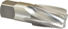 OSG - 1 - 11-1/2 NPT, 15° Helix, 5 Flutes, Bottoming Chamfer, Bright Finish, High Speed Steel, Spiral Flute Pipe Tap - Right Hand Flute, 1-1/8" Shank Diam, 1-3/4" Thread Length, 0.5781" Projection, 0.843" Square Size, - Apex Tool & Supply