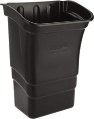Rubbermaid - 8 Gal Black Rectangle Trash Can - Polyethylene, 22" High x 12" Long x 17" Wide - Apex Tool & Supply