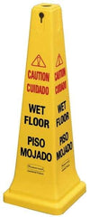 Rubbermaid - Caution - Wet Floor, 12-1/4" Wide x 36" High, Plastic Floor Sign - Cone, Black on Yellow, For Accident Prevention - Apex Tool & Supply