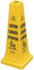 Rubbermaid - Caution, 10-1/2" Wide x 25-3/4" High, Plastic Floor Sign - Cone, Black on Yellow, For Accident Prevention - Apex Tool & Supply