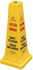 Rubbermaid - Caution - Wet Floor, 10-1/2" Wide x 25-3/4" High, Plastic Floor Sign - Cone, Black on Yellow, For Accident Prevention - Apex Tool & Supply