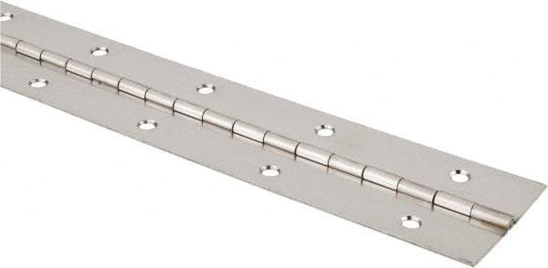 Made in USA - 24" Long x 2" Wide, 1/2" Knuckle, Stainless Steel Pol Sts Coating Continuous Hinge - 0.091" Pin Diam, 0.04" Thick with Holes - Apex Tool & Supply