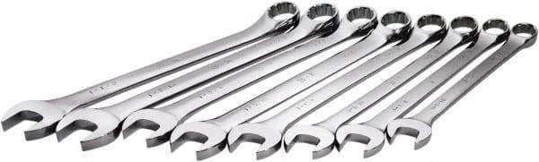 SK - 8 Piece, 1-1/16-1-1/2", 12 Point Combination Wrench Set - Inch Measurement Standard, Chrome Finish, Comes in Rack - Apex Tool & Supply