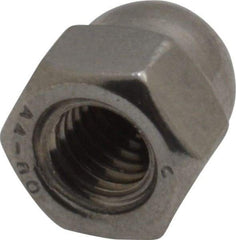 Value Collection - M6x1 Metric Coarse, 10mm Width Across Flats, Uncoated, Stainless Steel Acorn Nut - 12mm Overall Height, Austenitic A4, DIN 1587 - Apex Tool & Supply
