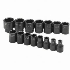 SK - 1/2" Drive Standard Impact Socket Set - 3/8 to 1-1/4", Inch Measurement Standard - Apex Tool & Supply