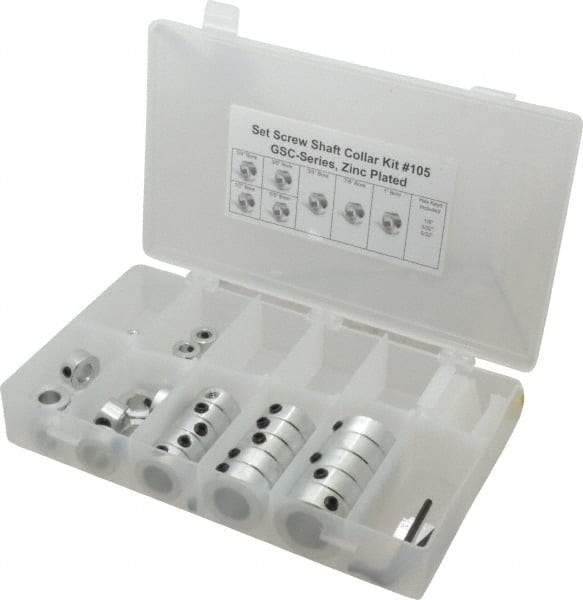 Climax Metal Products - Shaft & Collar Clamp Kits Type: Set Screw Collar Kit Material: Mild Steel-Zinc Plated - Apex Tool & Supply