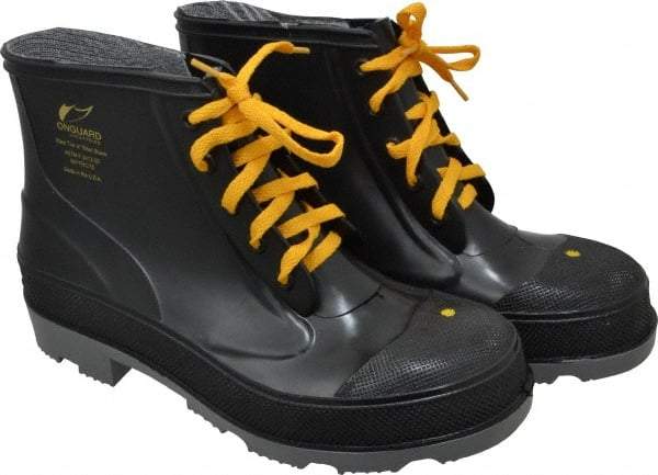 Dunlop Protective Footwear - Men's Size 10 Medium Width Steel Work Boot - Black, Polyurethane, PVC Upper, 6" High, Chemical Resistant, Non-Slip - Apex Tool & Supply