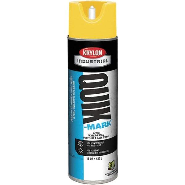 Krylon - 20 fl oz Yellow Marking Paint - 600' Coverage at 1" Wide, Water-Based Formula - Apex Tool & Supply