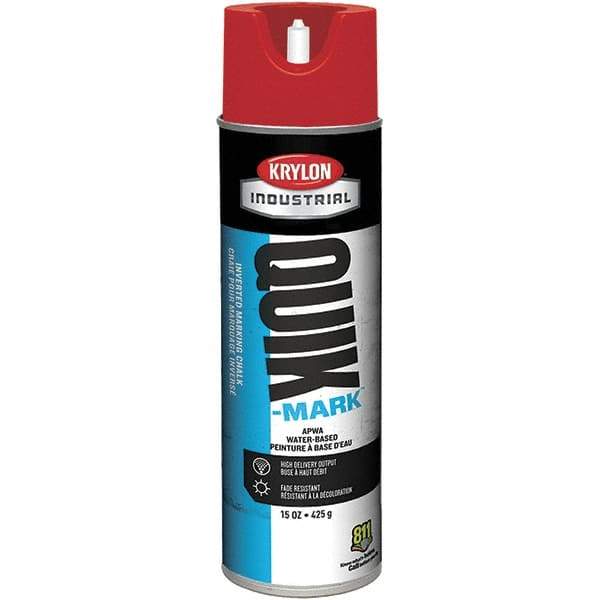 Krylon - 20 fl oz Red Marking Paint - 600' Coverage at 1" Wide, Water-Based Formula - Apex Tool & Supply