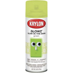 Krylon - Glow Green, Semi Gloss, Glow-in-the-Dark Spray Paint - 10 to 15 Sq Ft per Can, 16 oz Container, Use on Ceramics, Fabric, Glass, Glow-in-the-Dark Paint, Metal, Paper, Papier Mache, Plaster, Wicker, Wood - Apex Tool & Supply
