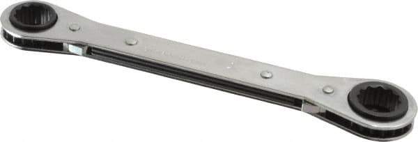 Proto - 5/8" x 11/16" 12 Point Reversible Ratcheting Box Wrench - Double End, 1-5/8" Head Diam x 1/2" Head Thickness, 8-1/8" OAL, Steel, Chrome Finish - Apex Tool & Supply