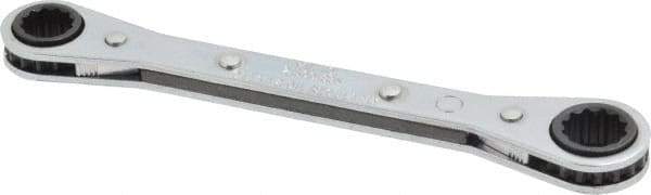 Proto - 3/8" x 7/16" 12 Point Reversible Ratcheting Box Wrench - Double End, 1-5/8" Head Diam x 1/2" Head Thickness, 5-1/2" OAL, Steel, Chrome Finish - Apex Tool & Supply