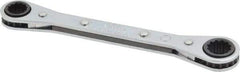 Proto - 3/8" x 7/16" 12 Point Reversible Ratcheting Box Wrench - Double End, 1-5/8" Head Diam x 1/2" Head Thickness, 5-1/2" OAL, Steel, Chrome Finish - Apex Tool & Supply