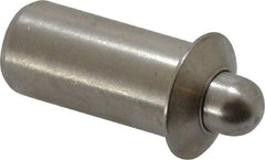 Vlier - 0.786" Body Len x 3/8" Body Diam, 0.234" Plunger Diam, 2.5 Lb Init to 7 Lb Final End Force, 0.786" Len Under Flange, Stainless Steel Press Fit Spring Plunger - 1/2" Flange Diam, 0.096" Flange Thickness, 0.882" Plunger Len, 3/16" Plunger Projection - Apex Tool & Supply
