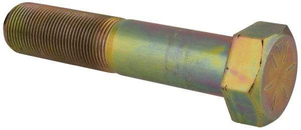 Made in North America - 1-1/4 - 12 UNF, 6" Length Under Head Hex Head Cap Screw - Partially Threaded, Grade 8 Alloy Steel, Zinc Yellow Dichromate Finish, 1-7/8" Hex - Apex Tool & Supply