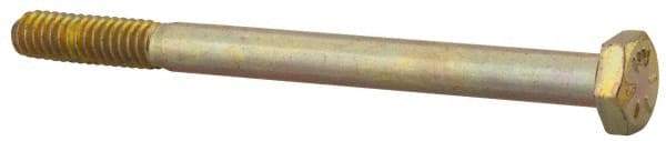 Made in USA - 1/4-20 UNC, 3-1/4" Length Under Head Hex Head Cap Screw - Partially Threaded, Grade 8 Alloy Steel, Zinc Yellow Dichromate Finish, 7/16" Hex - Apex Tool & Supply