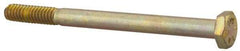 Made in USA - 1/4-20 UNC, 3-1/4" Length Under Head Hex Head Cap Screw - Partially Threaded, Grade 8 Alloy Steel, Zinc Yellow Dichromate Finish, 7/16" Hex - Apex Tool & Supply