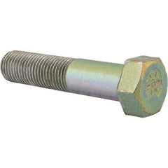 Made in North America - 1-1/2 - 6 UNC, 7" Length Under Head Hex Head Cap Screw - Partially Threaded, Grade 8 Alloy Steel, Zinc Yellow Dichromate Finish, 2-1/4" Hex - Apex Tool & Supply