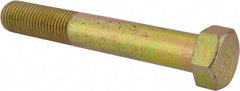 Made in North America - 1-1/2 - 6 UNC, 10" Length Under Head Hex Head Cap Screw - Partially Threaded, Grade 8 Alloy Steel, Zinc Yellow Dichromate Finish, 2-1/4" Hex - Apex Tool & Supply