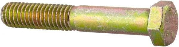 Made in North America - 3/8-16 UNC, 2-3/8" Length Under Head Hex Head Cap Screw - Partially Threaded, Grade 8 Alloy Steel, Zinc Yellow Dichromate Finish, 9/16" Hex - Apex Tool & Supply