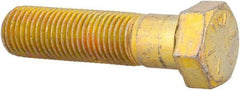 Made in USA - 7/16-20 UNF, 1-3/4" Length Under Head Hex Head Cap Screw - Partially Threaded, Grade 8 Alloy Steel, Zinc Yellow Dichromate Finish, 5/8" Hex - Apex Tool & Supply