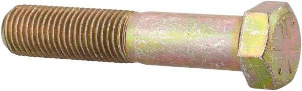 Made in USA - 7/16-20 UNF, 2-1/4" Length Under Head Hex Head Cap Screw - Partially Threaded, Grade 8 Alloy Steel, Zinc Yellow Dichromate Finish, 5/8" Hex - Apex Tool & Supply
