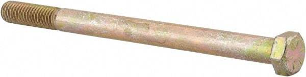 Made in USA - 1/2-13 UNC, 7" Length Under Head Hex Head Cap Screw - Partially Threaded, Grade 8 Alloy Steel, Zinc Yellow Dichromate Finish, 3/4" Hex - Apex Tool & Supply