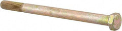 Made in USA - 1/2-13 UNC, 7" Length Under Head Hex Head Cap Screw - Partially Threaded, Grade 8 Alloy Steel, Zinc Yellow Dichromate Finish, 3/4" Hex - Apex Tool & Supply