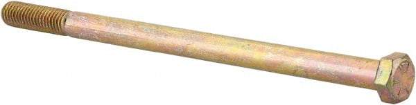 Made in North America - 1/2-13 UNC, 8-1/2" Length Under Head Hex Head Cap Screw - Partially Threaded, Grade 8 Alloy Steel, Zinc Yellow Dichromate Finish, 3/4" Hex - Apex Tool & Supply