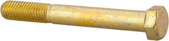 Made in USA - 9/16-12 UNC, 4-1/2" Length Under Head Hex Head Cap Screw - Partially Threaded, Grade 8 Alloy Steel, Zinc Yellow Dichromate Finish, 13/16" Hex - Apex Tool & Supply