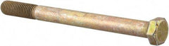 Made in USA - 5/8-11 UNC, 7-1/2" Length Under Head Hex Head Cap Screw - Partially Threaded, Grade 8 Alloy Steel, Zinc Yellow Dichromate Finish, 15/16" Hex - Apex Tool & Supply
