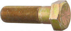 Made in USA - 7/8-14 UNF, 3" Length Under Head Hex Head Cap Screw - Partially Threaded, Grade 8 Alloy Steel, Zinc Yellow Dichromate Finish, 1-5/16" Hex - Apex Tool & Supply