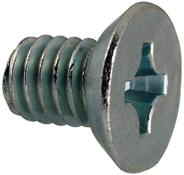 Value Collection - 5/16-18 UNC, 1/2" OAL Phillips Drive Machine Screw - Flat Undercut Head, Grade J82 Steel, Zinc-Plated Finish, Without Washer - Apex Tool & Supply