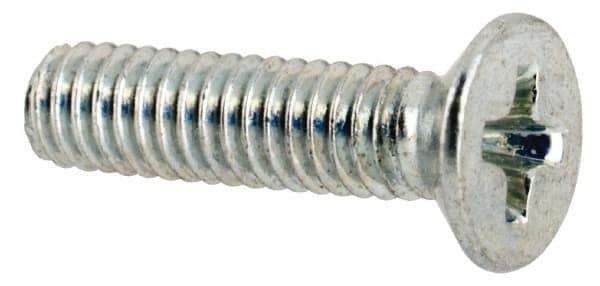 Value Collection - M2.5x0.45 Metric Coarse, 10mm OAL Phillips Drive Machine Screw - Flat Head, Grade 4.8 Steel, Zinc-Plated Finish, Without Washer - Apex Tool & Supply