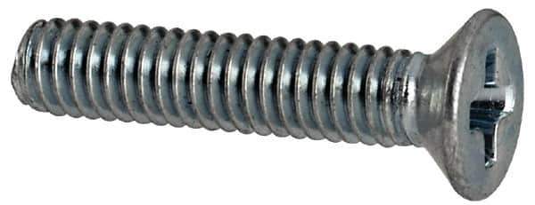 Value Collection - M2.5x0.45 Metric Coarse, 12mm OAL Phillips Drive Machine Screw - Flat Head, Grade 4.8 Steel, Zinc-Plated Finish, Without Washer - Apex Tool & Supply