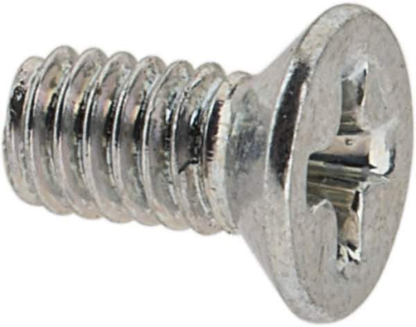 Value Collection - M2.5x0.45 Metric Coarse, 5mm OAL Phillips Drive Machine Screw - Flat Head, Grade 4.8 Steel, Zinc-Plated Finish, Without Washer - Apex Tool & Supply