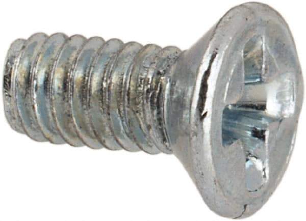 Value Collection - M2.5x0.45 Metric Coarse, 6mm OAL Phillips Drive Machine Screw - Flat Head, Grade 4.8 Steel, Zinc-Plated Finish, Without Washer - Apex Tool & Supply