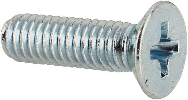 Value Collection - M4x0.70 Metric Coarse, 14mm OAL Phillips Drive Machine Screw - Flat Head, Grade 4.8 Steel, Zinc-Plated Finish, Without Washer - Apex Tool & Supply