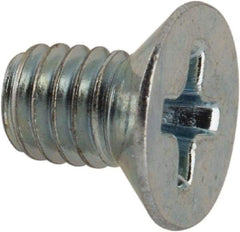 Value Collection - M4x0.70 Metric Coarse, 6mm OAL Phillips Drive Machine Screw - Flat Head, Grade 4.8 Steel, Zinc-Plated Finish, Without Washer - Apex Tool & Supply