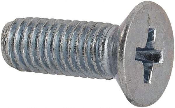 Value Collection - M5x0.80 Metric Coarse, 14mm OAL Phillips Drive Machine Screw - Flat Head, Grade 4.8 Steel, Zinc-Plated Finish, Without Washer - Apex Tool & Supply