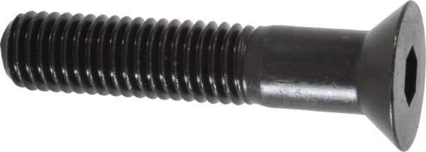 Made in USA - 1/4-20 UNC Hex Socket Drive, 82° Flat Screw - Alloy Steel, Black Oxide Finish, Partially Threaded, 1-3/4" OAL - Apex Tool & Supply