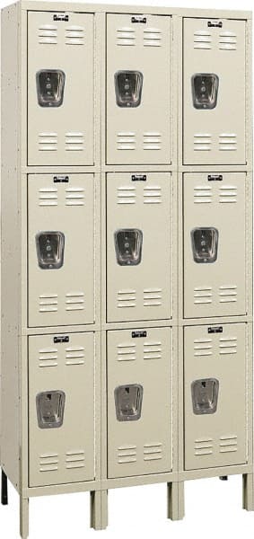 Hallowell - 9 Door, 3 Tier, Galvanite Corrosion Resistant Wardrobe & Box Lockers - Apex Tool & Supply
