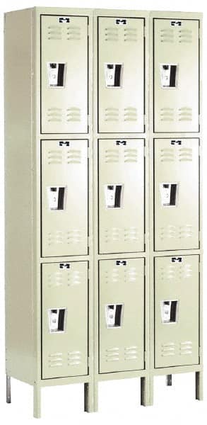Hallowell - 9 Door, 3 Tier, Galvanite Corrosion Resistant Wardrobe & Box Lockers - Apex Tool & Supply