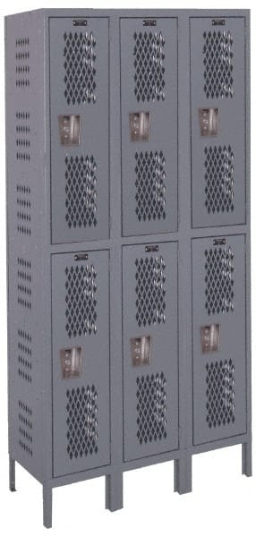Hallowell - 6 Door, 2 Tier, Heavy-Duty Ventilated Wardrobe & Box Lockers - Apex Tool & Supply