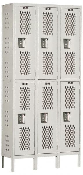 Hallowell - 6 Door, 2 Tier, Heavy-Duty Ventilated Wardrobe & Box Lockers - Apex Tool & Supply