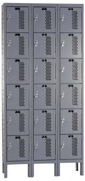 Hallowell - 18 Door, 6 Tier, Heavy-Duty Ventilated Wardrobe & Box Lockers - Apex Tool & Supply