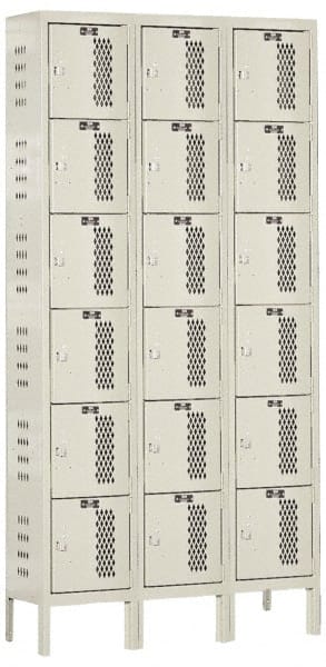Hallowell - 18 Door, 6 Tier, Heavy-Duty Ventilated Wardrobe & Box Lockers - Apex Tool & Supply